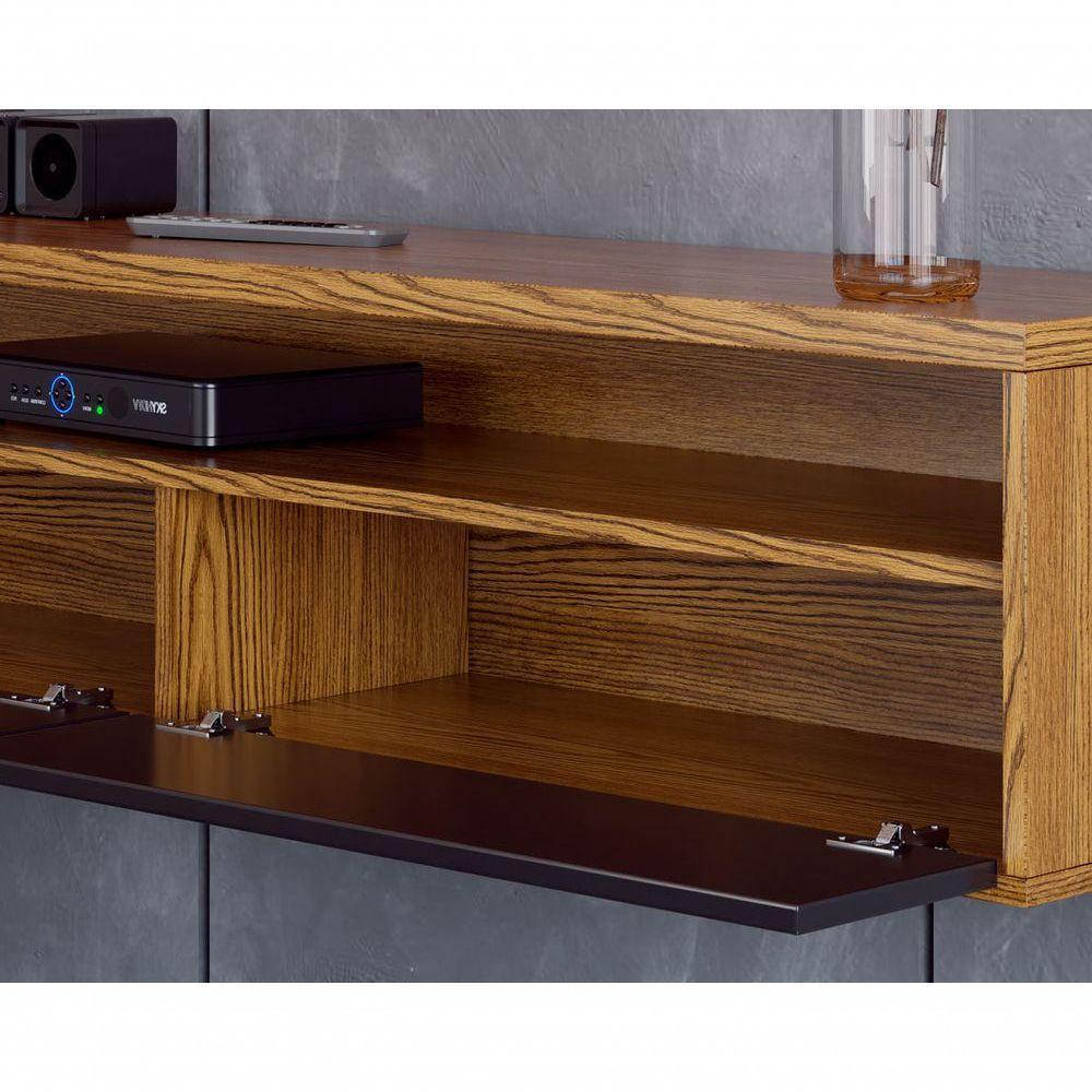 Rack Suspenso Para Tv Life 1.8 Freijo Com Preto Acetinado - Moveisaqui - 5