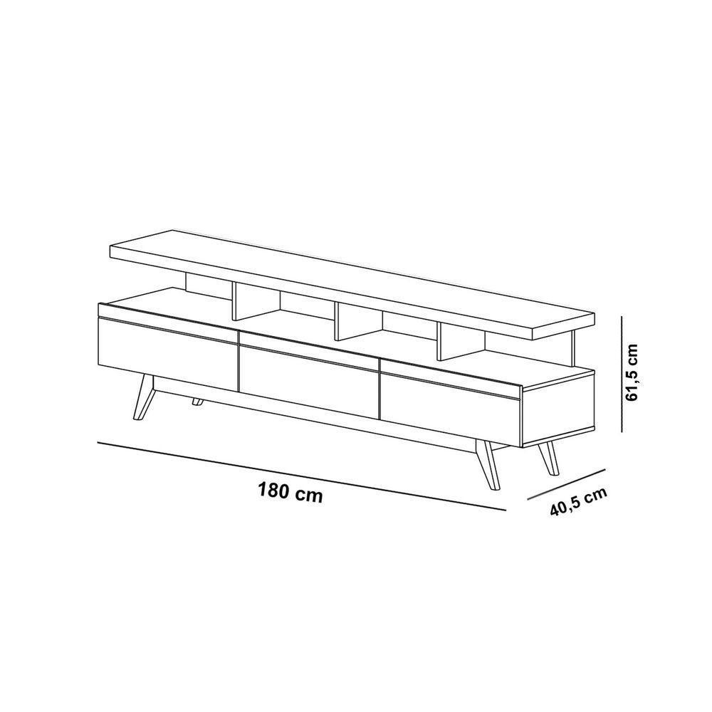 Rack Para Tv Vivare Wood 1.8 Off White Com Freijó - Germai Móveis - 3