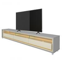 Rack Para Tv 2.2 Com Led Requinte Cinza Com Off White - Gelius Móveis - 1