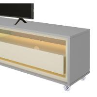 Rack Para Tv 2.2 Com Led Requinte Cinza Com Off White - Gelius Móveis