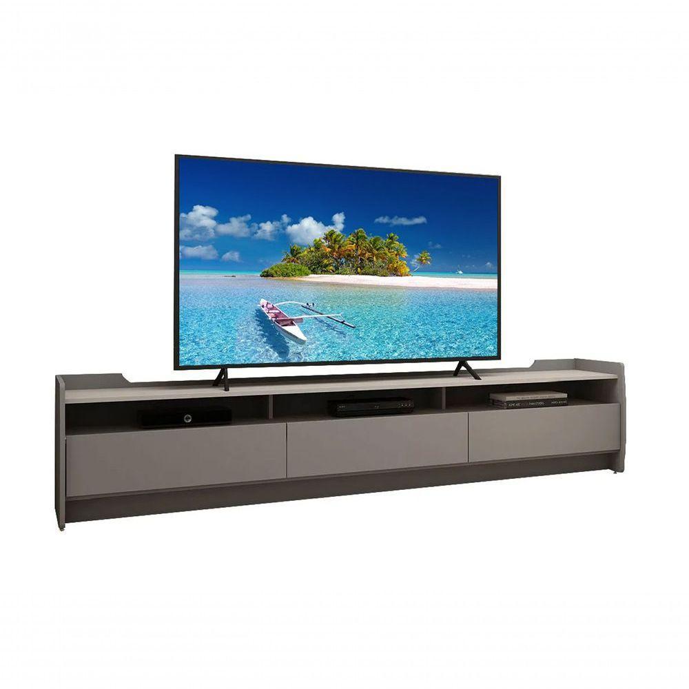 Rack Para Tv 2.2 Sublime Cinza Com Off White - Gelius Móveis - 1