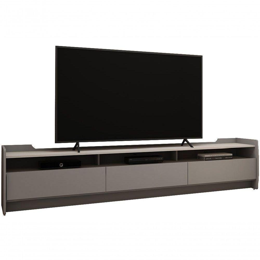 Rack Para Tv 2.2 Sublime Cinza Com Off White - Gelius Móveis - 3