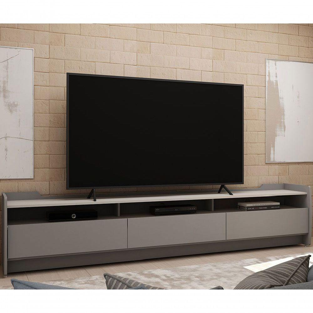 Rack Para Tv 2.2 Sublime Cinza Com Off White - Gelius Móveis - 4