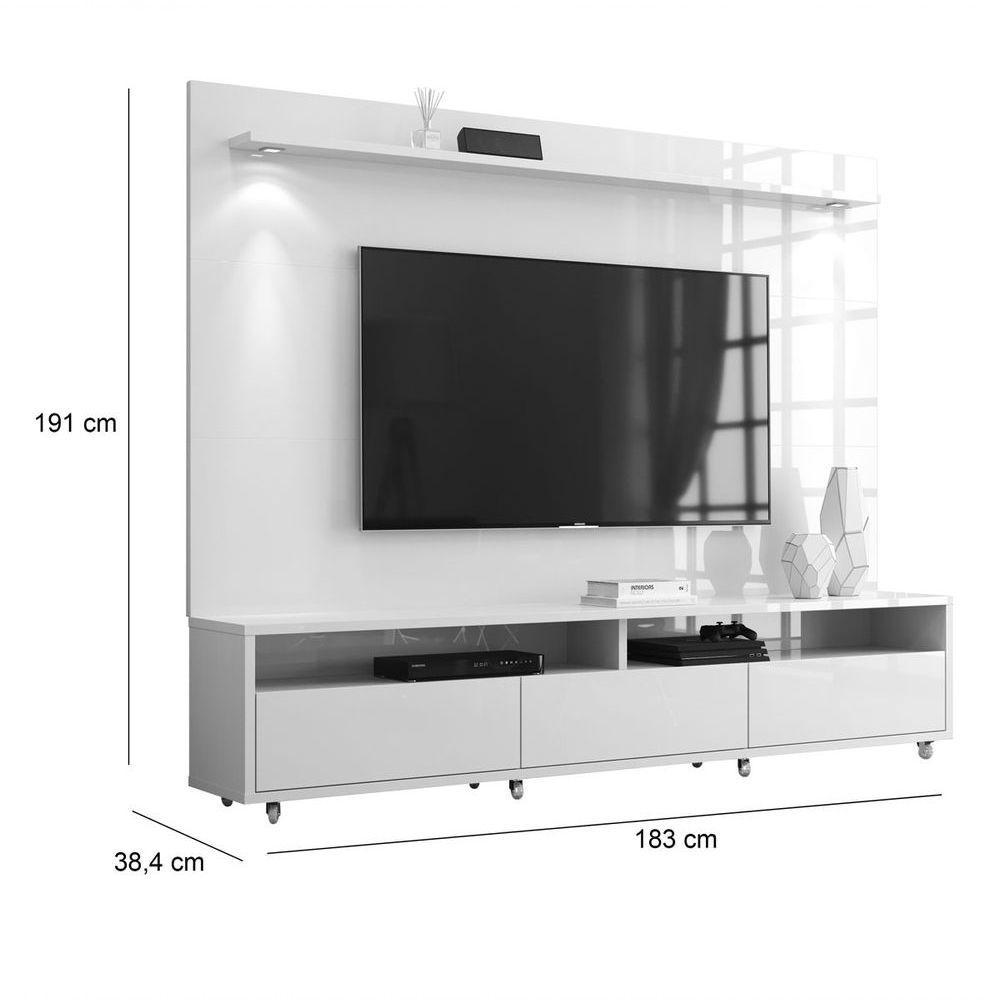 Rack Com Painel Aspen 1.8 Off White - Moveisaqui - 2