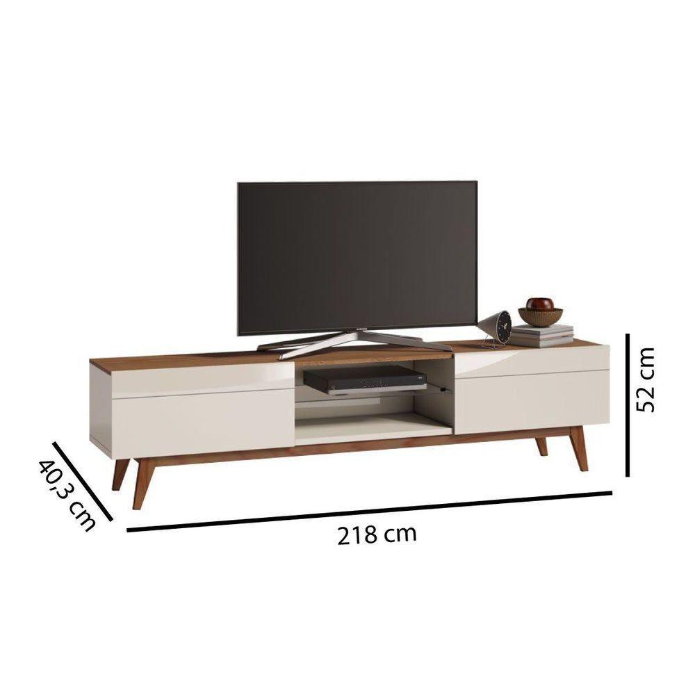 Rack Classic 2g 2.2 Off White Com Freijó - Imcal Móveis - 2