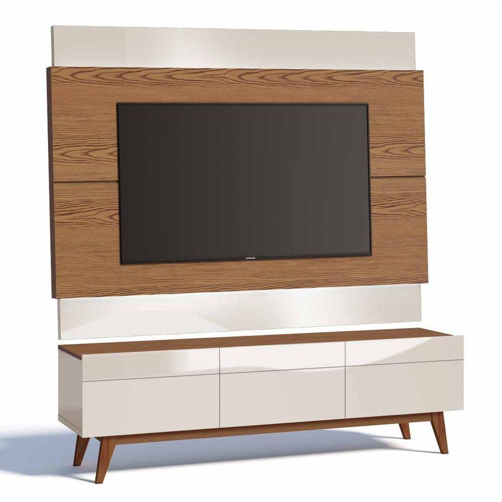 Rack Com Painel Classic 3g 1.8 Freijó Com Off White - Imcal Móveis - 1