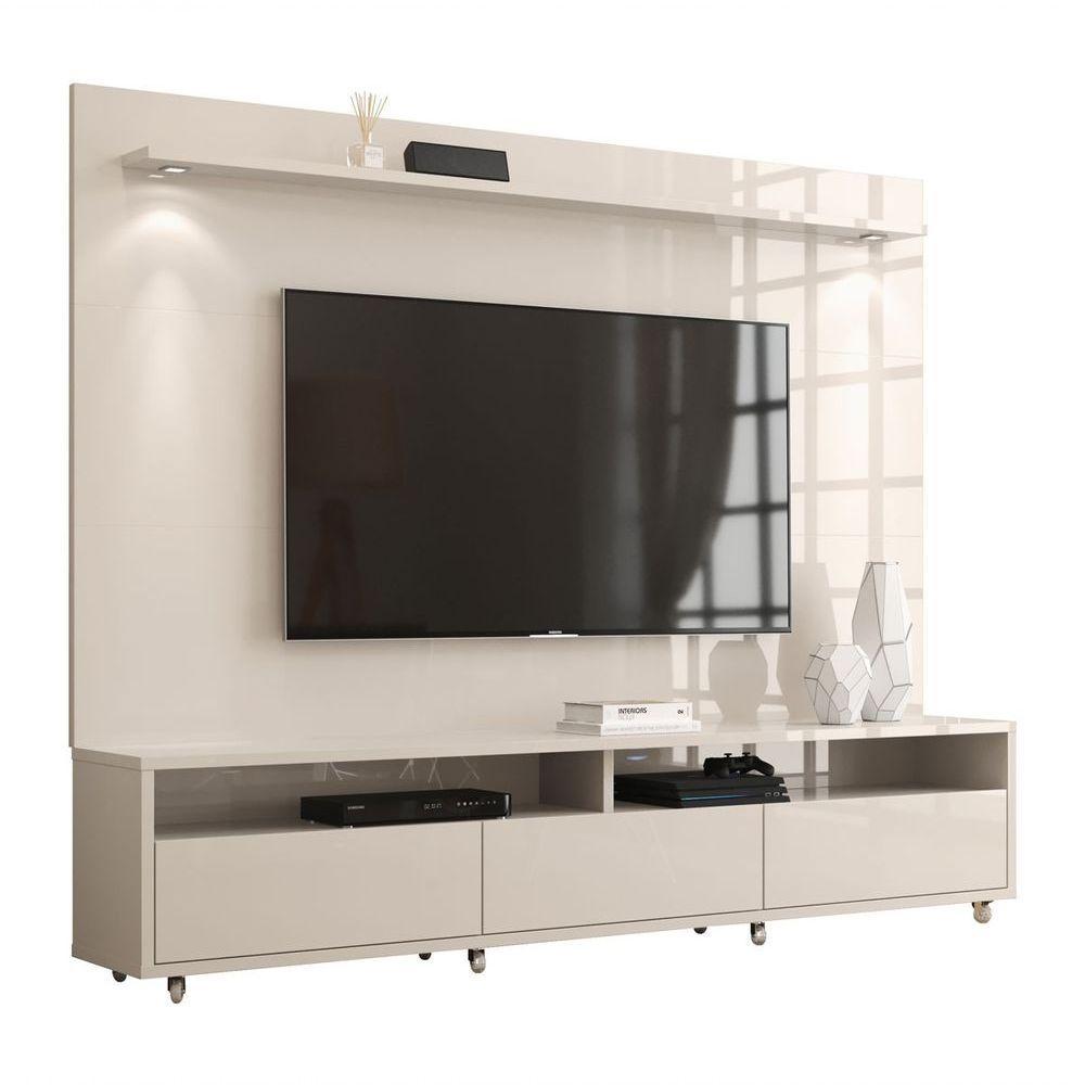 Rack Com Painel Aspen 2.2 Off White - Moveisaqui - 1