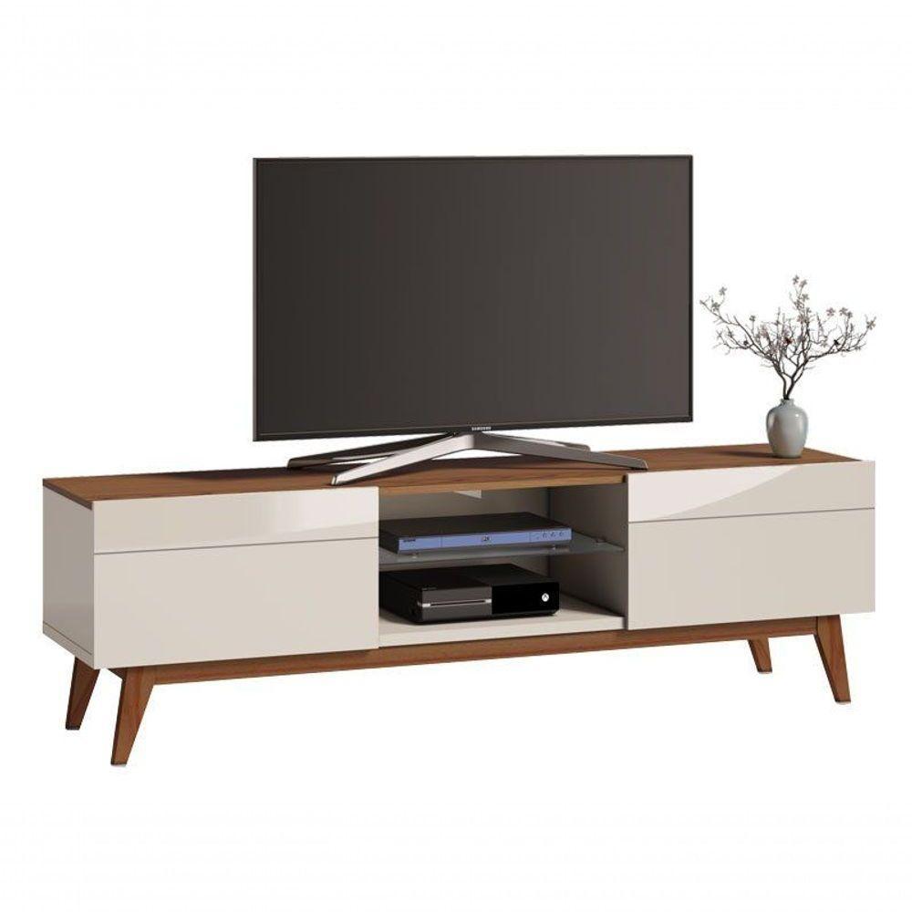 Rack Classic 2g 1.8 Off White Com Freijó - Imcal Móveis - 1