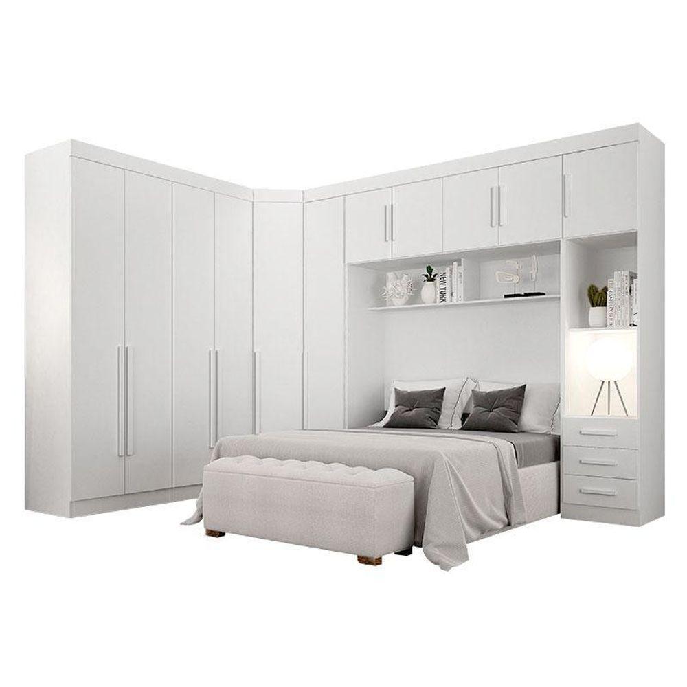 Quarto De Casal Modulado 11 Portas Orion Ambiente Branco - Leifer Móveis - 7