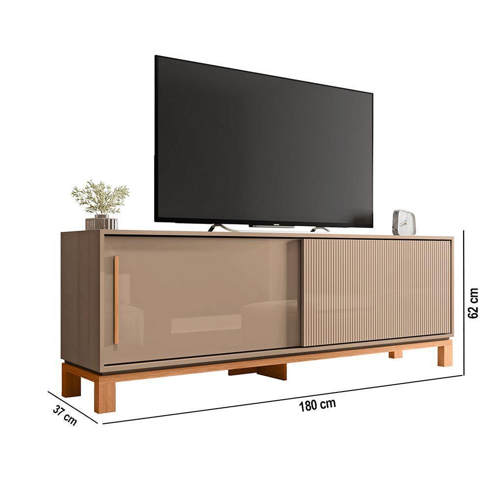 Rack Bancada Tv Para Sala De Estar 180cm Visari Marrom-freijó C01 - D'rossi - 3