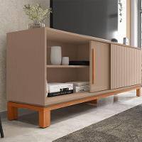 Rack Bancada Tv Para Sala De Estar 180cm Visari Marrom-freijó C01 - D'rossi - 6