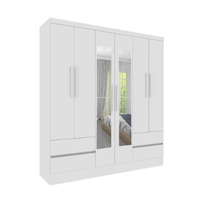 Roupeiro Oregon 6 Portas Com Espelho E 4 Gavetas Tcil Cor:neve