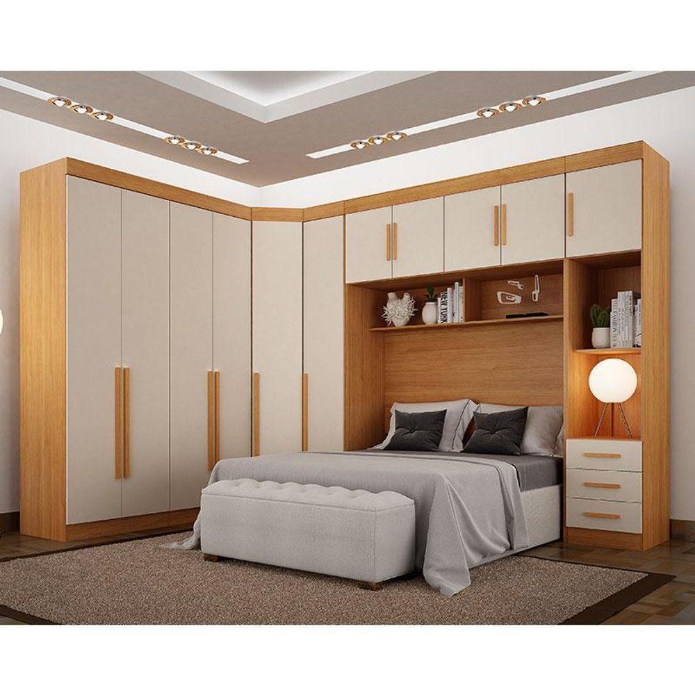 Quarto De Casal Modulado 11 Portas Orion Cinamomo Off White - Leifer Móveis - 10