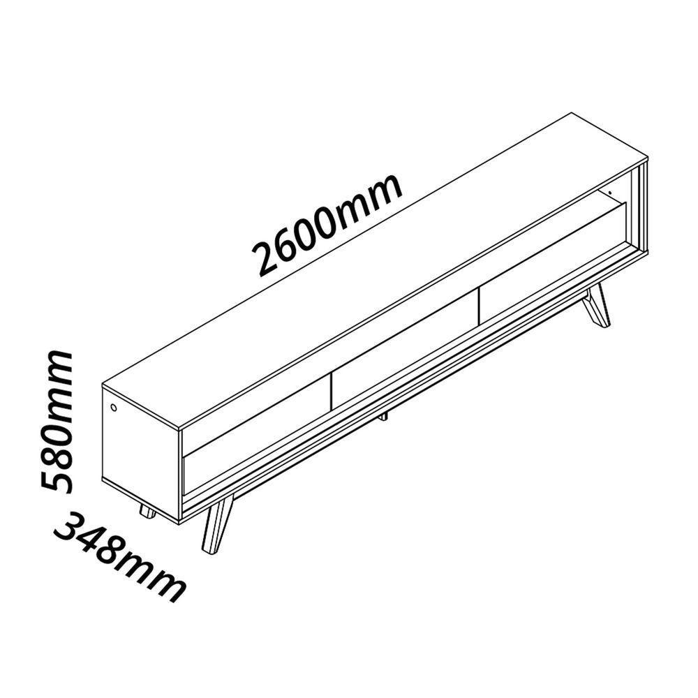 Rack Requinte 2.6 Com Led Naturale Com Off White - Gelius Móveis - 4