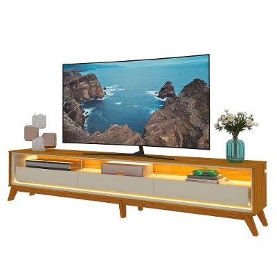 Rack Requinte 2.6 Com Led Naturale Com Off White - Gelius Móveis