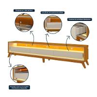 Rack Requinte 2.6 Com Led Naturale Com Off White - Gelius Móveis - 3