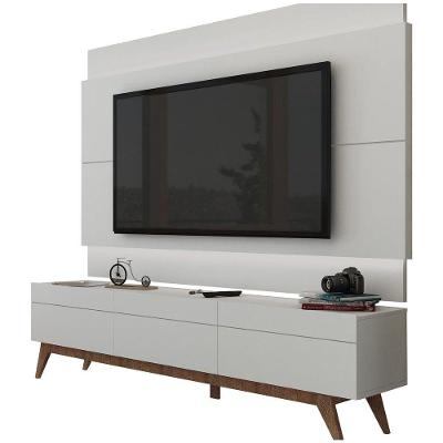 Rack Com Painel Para Tv 55 Polegadas Branco Classic 3g 1.8 Com Led - Imcal Móveis
