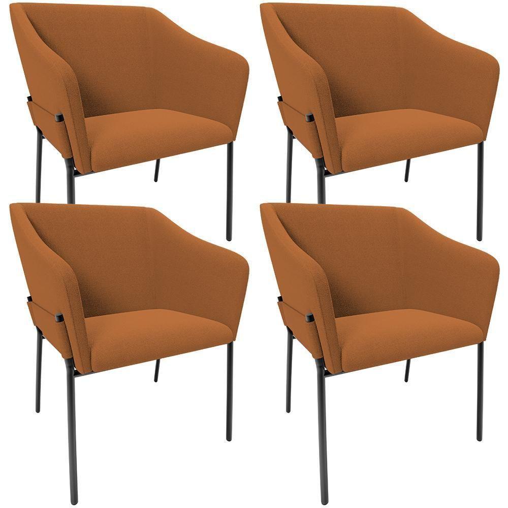 Kit 4 Cadeiras Para Sala De Jantar Estar Living Olívia L02 Bouclê Terracota - Lyam Decor - 1