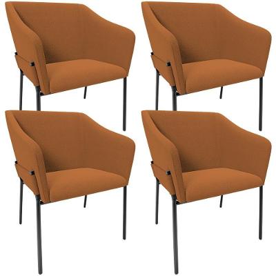 Kit 4 Cadeiras Para Sala De Jantar Estar Living Olívia L02 Bouclê Terracota - Lyam Decor