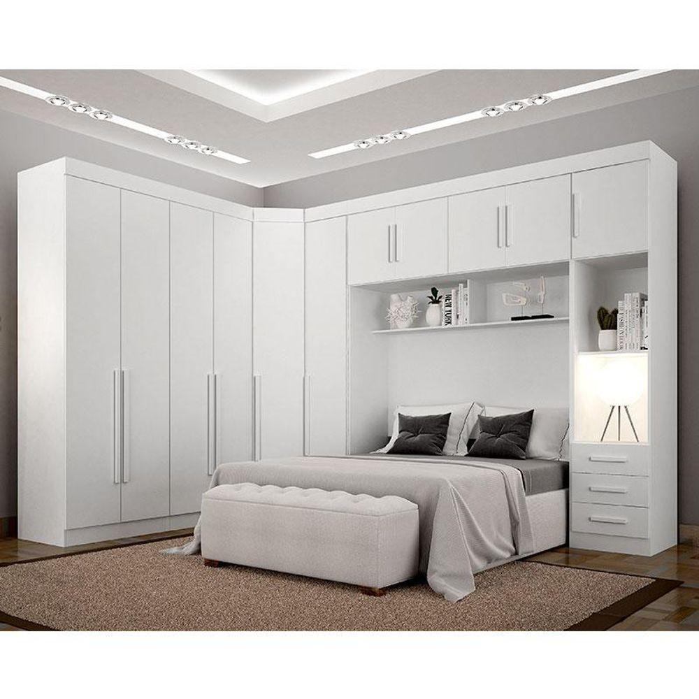 Quarto De Casal Modulado 11 Portas Orion Ambiente Branco - Leifer Móveis - 1
