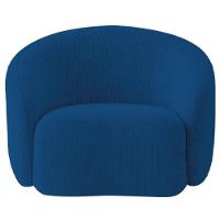 Kit Recamier Curvo Amsterdã 140cm E 2 Poltronas Amore Luxo Linho Cor Azul Royal - 10