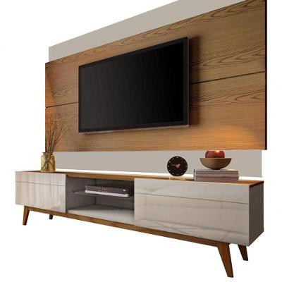 Rack Com Painel Classic 2g 1.8 Freijó Com Off White - Imcal Móveis