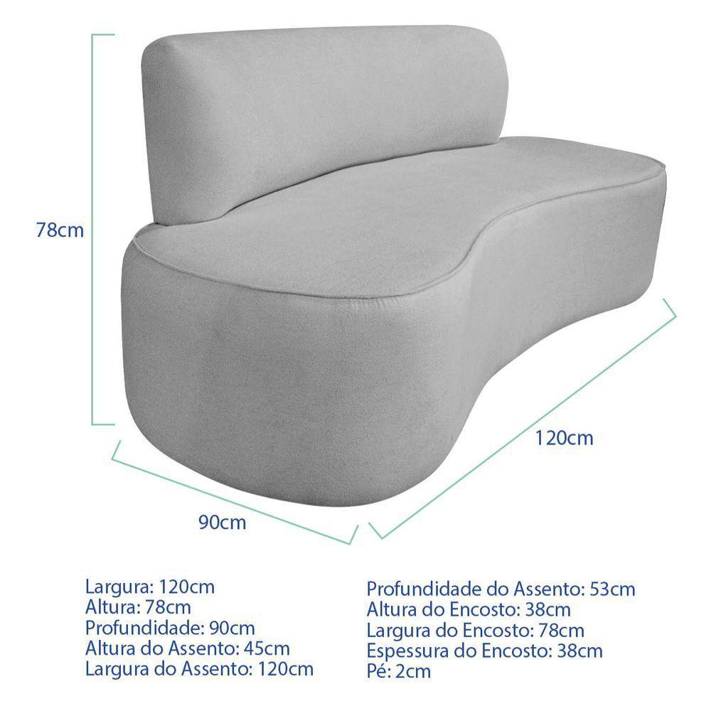 Kit Recamier Curvo Amsterdã 120cm E 2 Poltronas Amore Luxo Linho Cor Cinza Claro - 3