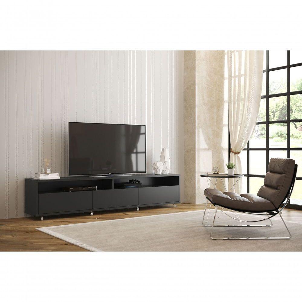 Rack Bancada Para Tv Aspen 1.8 Preto - Moveisaqui - 2