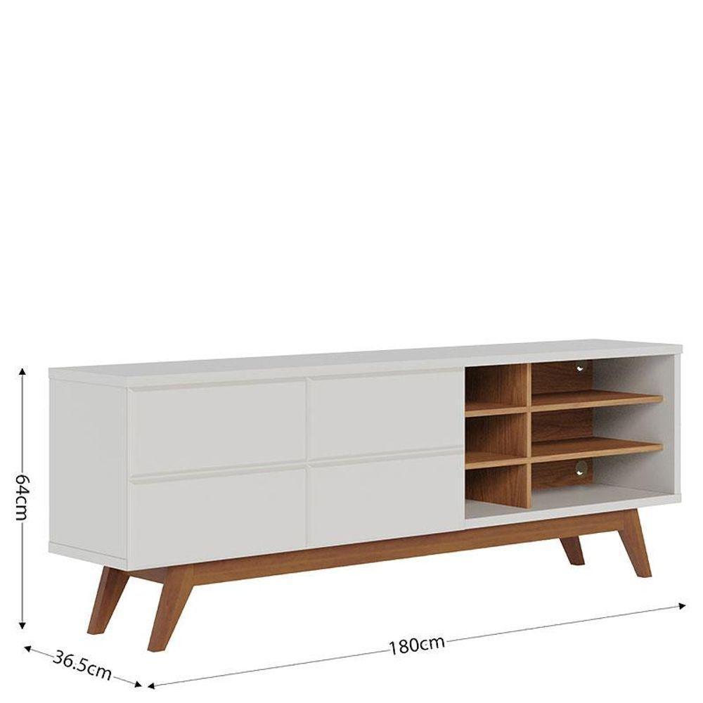 Rack Bancada Noronha 1.8 Com Mesa De Centro Jeri Off White Matte Freijó E Aparador Riviera Freijó - Colibri - 4