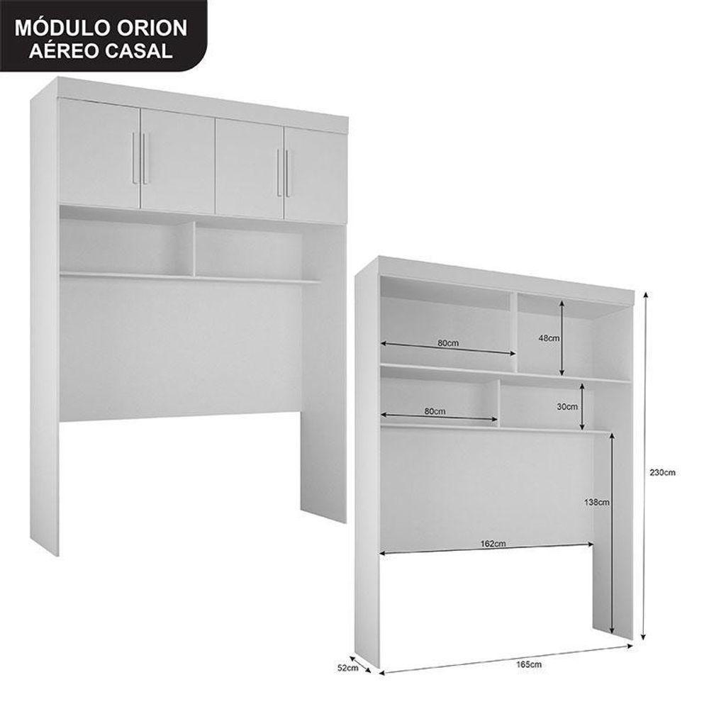 Quarto De Casal Modulado 11 Portas Orion Branco - Leifer Móveis - 4