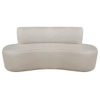 Kit Recamier Curvo Amsterdã 140cm E 2 Poltronas Amore Luxo Linho Cor Bege - 8