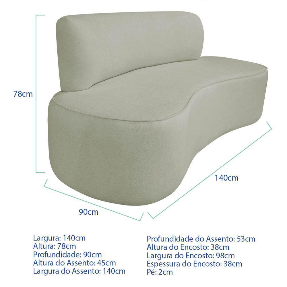 Kit Recamier Curvo Amsterdã 140cm E 2 Poltronas Amore Luxo Bouclé Cor Verde Oliva - 4