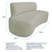 Kit Recamier Curvo Amsterdã 140cm E 2 Poltronas Amore Luxo Bouclé Cor Verde Oliva