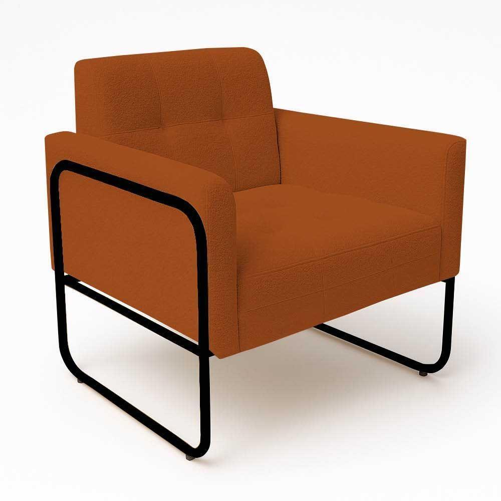 Poltrona Sala Industrial Alta Tubo Preto Kit 2 Elisa Bouclê Terra D03 - D'rossi - 6