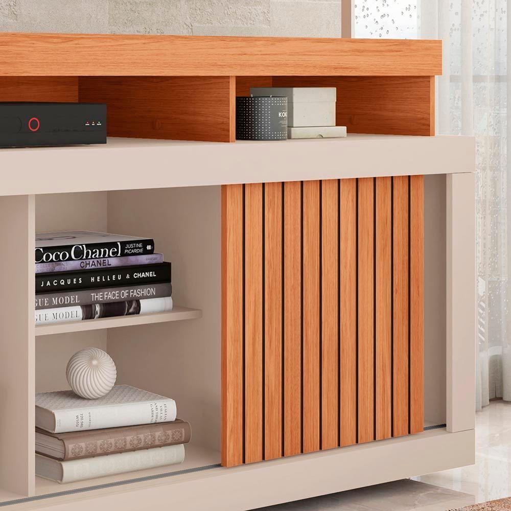 Painel Tv 60 Pol 180cm E Bancada Com Rodízio Sala Navel C01 - D'rossi Freijó-off White - 7