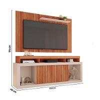 Painel Tv 60 Pol 180cm E Bancada Com Rodízio Sala Navel C01 - D'rossi Freijó-off White - 2