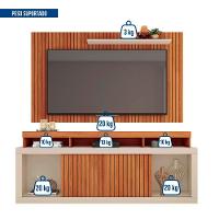 Painel Tv 60 Pol 180cm E Bancada Com Rodízio Sala Navel C01 - D'rossi Freijó-off White