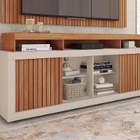 Painel Tv 60 Pol 180cm E Bancada Com Rodízio Sala Navel C01 - D'rossi Freijó-off White - 5