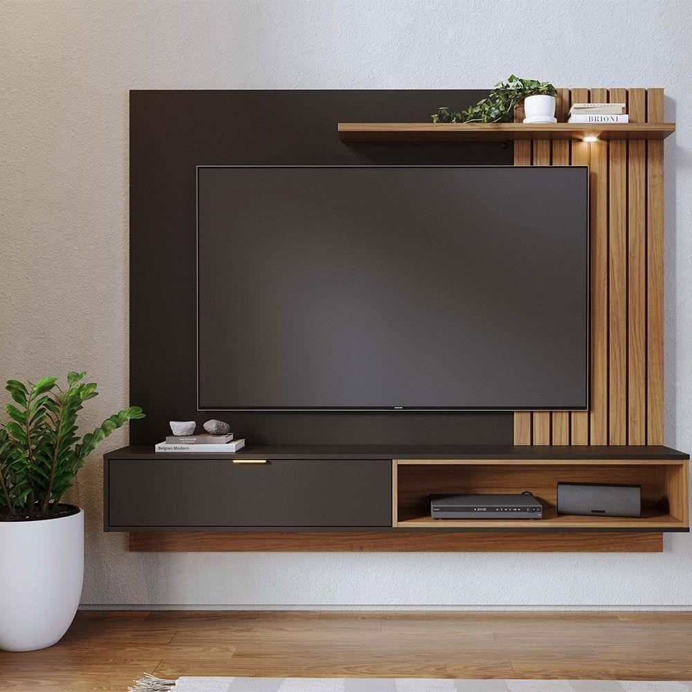 Painel Tv 65 Pol 180cm Bancada Suspensa Zurique C04 - D'rossi Preto Fosco E Noce Milano - 3