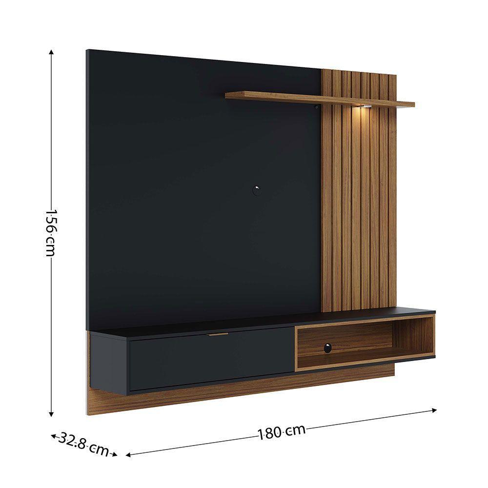 Painel Tv 65 Pol 180cm Bancada Suspensa Zurique C04 - D'rossi Preto Fosco E Noce Milano - 5