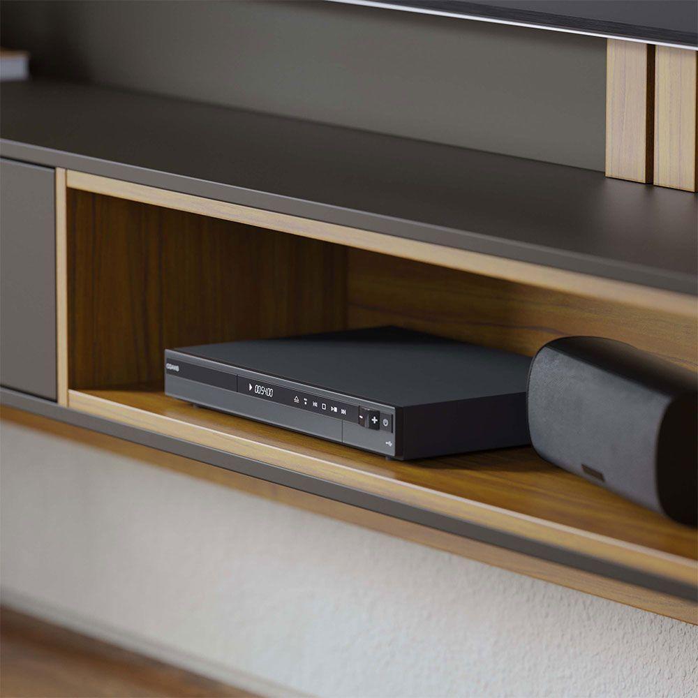 Painel Tv 65 Pol 180cm Bancada Suspensa Zurique C04 - D'rossi Preto Fosco E Noce Milano - 7