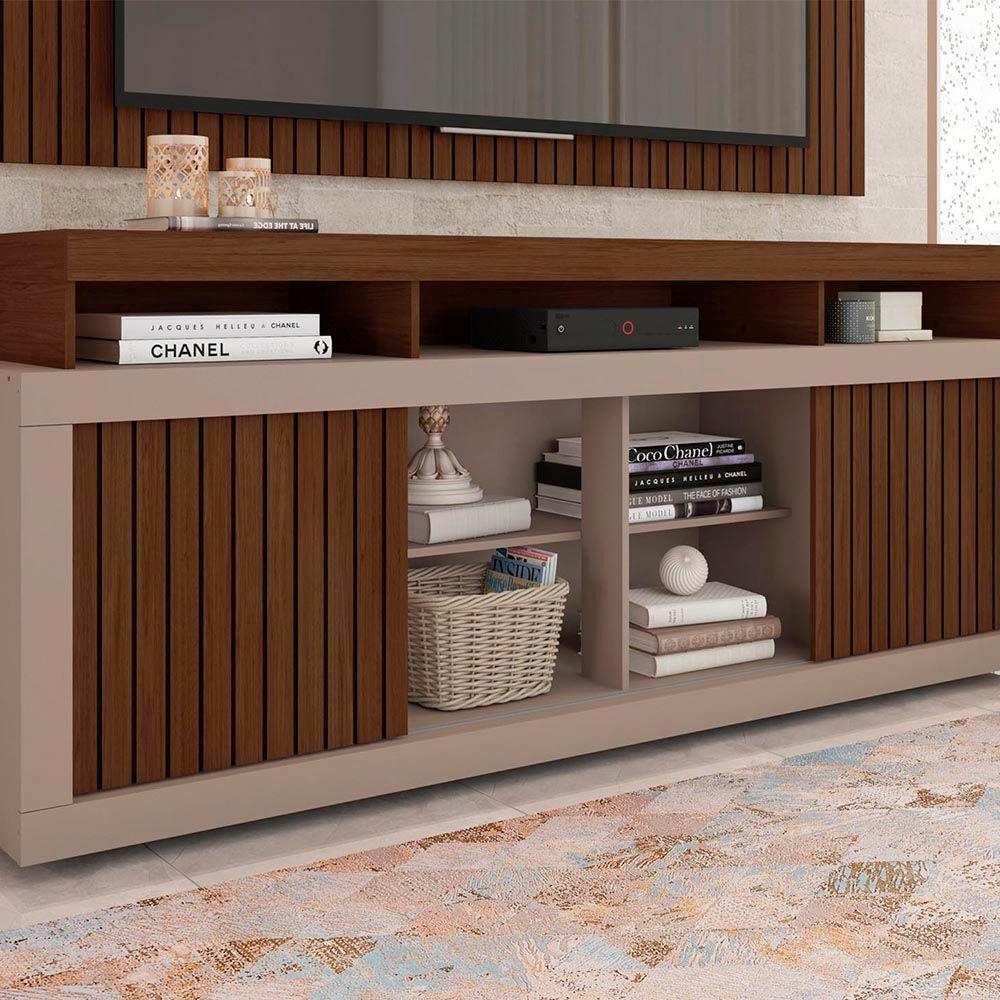 Painel Tv 60 Pol 180cm E Bancada Com Rodízio Sala Navel C01 - D'rossi Havana-fendi - 6