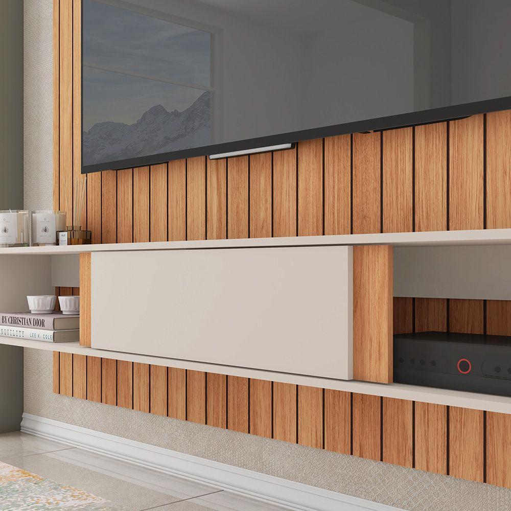 Painel Tv 75 Pol 180cm Bancada Suspensa Ripado Eluni Freijó-off White C01 - D'rossi - 5