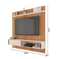 Painel Tv 75 Pol 180cm Bancada Suspensa Ripado Eluni Freijó-off White C01 - D'rossi - 3