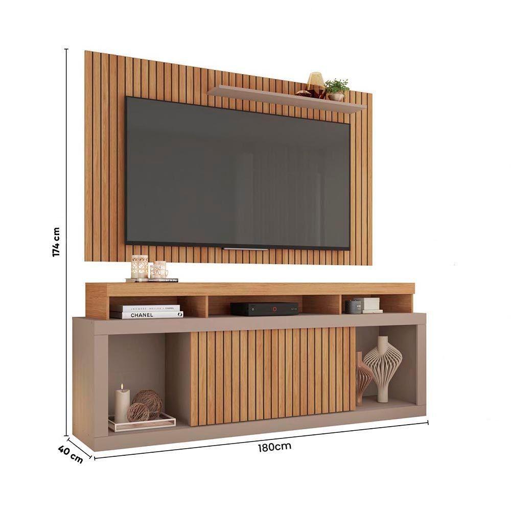 Painel Tv 60 Pol 180cm E Bancada Com Rodízio Sala Navel C01 - D'rossi Buriti-fendi - 4