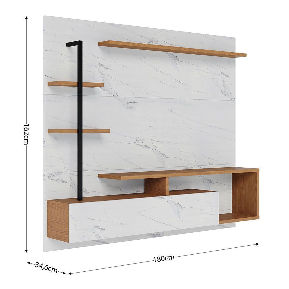 Painel Tv 58 Pol 180cm Bancada Suspensa Jordan C04 - D'rossi Freijó E Branco Neve - 3