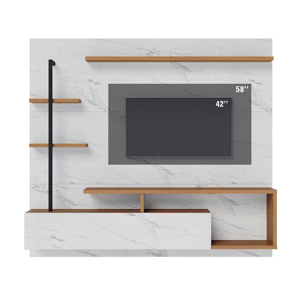 Painel Tv 58 Pol 180cm Bancada Suspensa Jordan C04 - D'rossi Freijó E Branco Neve - 4
