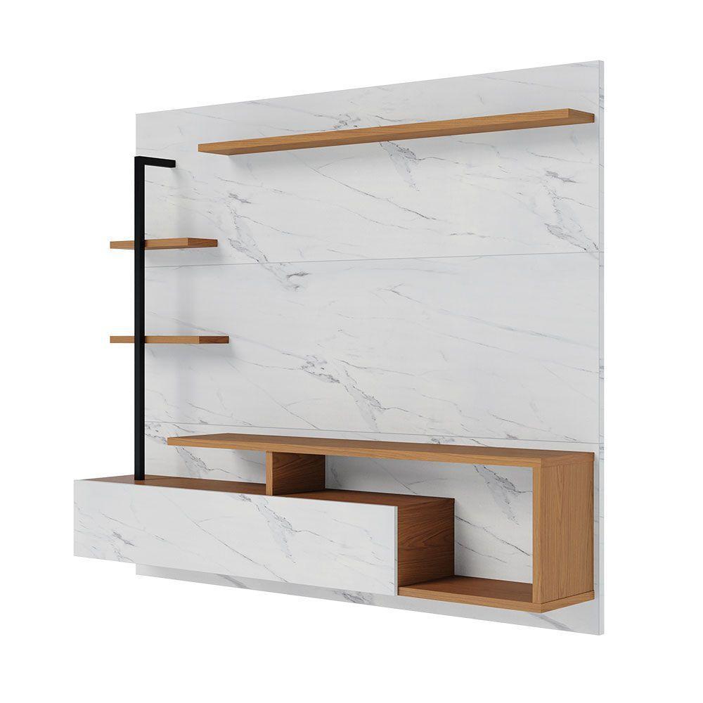 Painel Tv 58 Pol 180cm Bancada Suspensa Jordan C04 - D'rossi Freijó E Branco Neve - 8