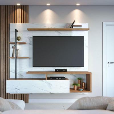 Painel Tv 58 Pol 180cm Bancada Suspensa Jordan C04 - D'rossi Freijó E Branco Neve