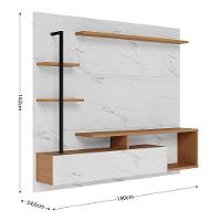 Painel Tv 58 Pol 180cm Bancada Suspensa Jordan C04 - D'rossi Freijó E Branco Neve - 3